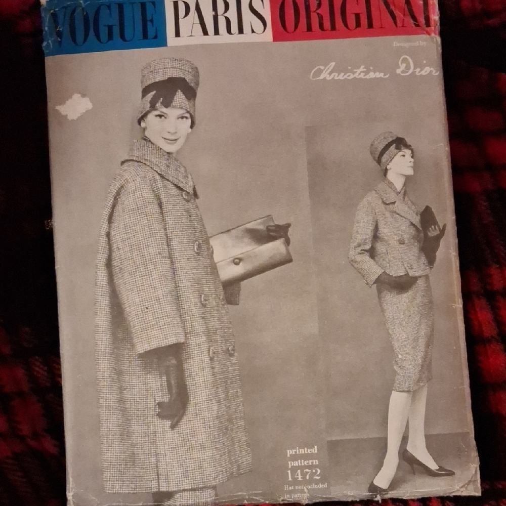 Vogue Fashion Cover Print — Blue, Red, Black Accents Pattern included.